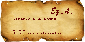 Sztanko Alexandra névjegykártya